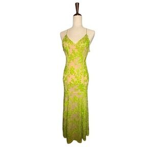 NBD x REVOLVE Dusk Till Dawn Lace Maxi Gown Goblin Green NWT XS‎